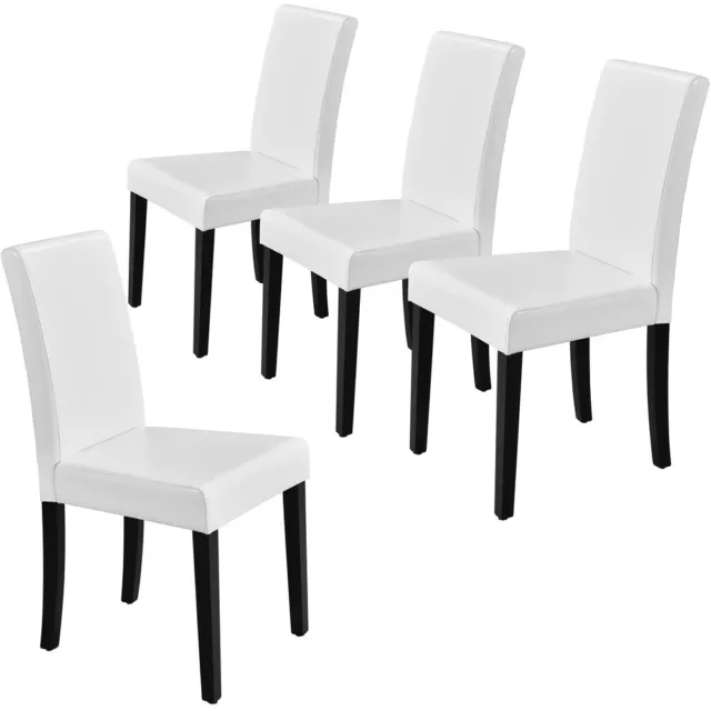 Set of 4 Dining Chairs High Back PU Leather Kitchen Chair Modern Wood Legs Home