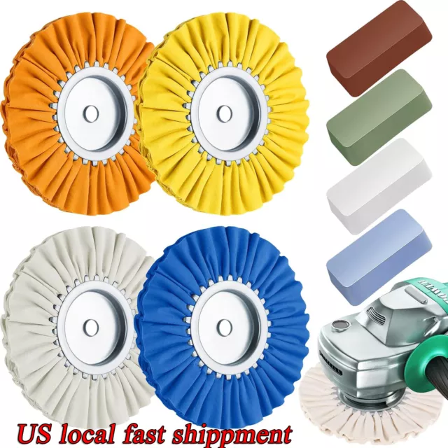 8 Pcs 8 Airway Buffing Wheel Aluminum Wheel Polishing Kit In Diameter 5/8 Inch