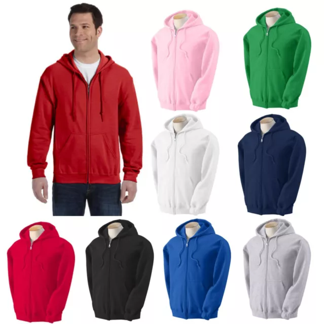 Men's Solid Full Zip Up Hoodie Classic Hooded Zipper Sweatshirt Cotton Unisex