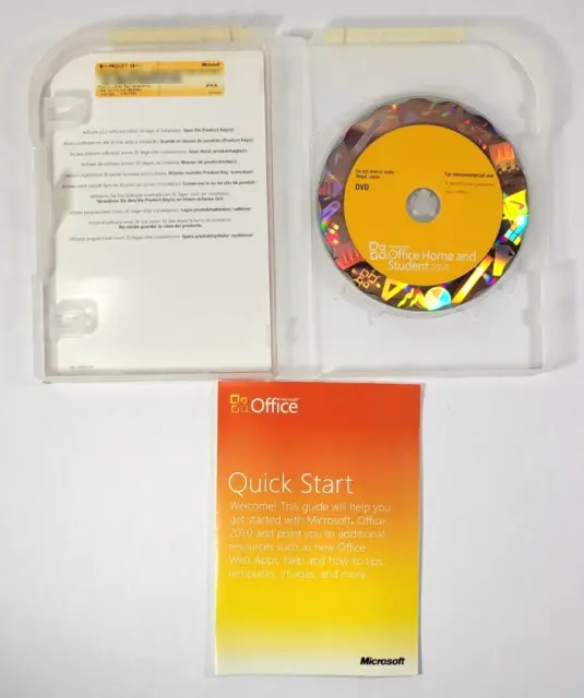 Microsoft Office Home and Student 2010 Full Version w/Product Key DVD & Box