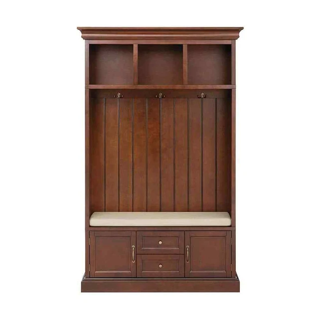 Home Decorators Hall Tree 49" 3-Cubbies + 3-Double Hooks Composite Walnut Brown