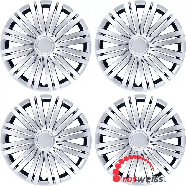 SET x 4 UNIVERSAL FIT WHEEL TRIMS HUB CAPS WHEEL COVERS 16" R16 SILVER ANY CAR