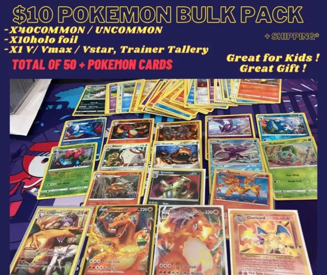 Premium 50 x Pokemon bulk lot!  loads of Holo foil & full art Great for kids ! 