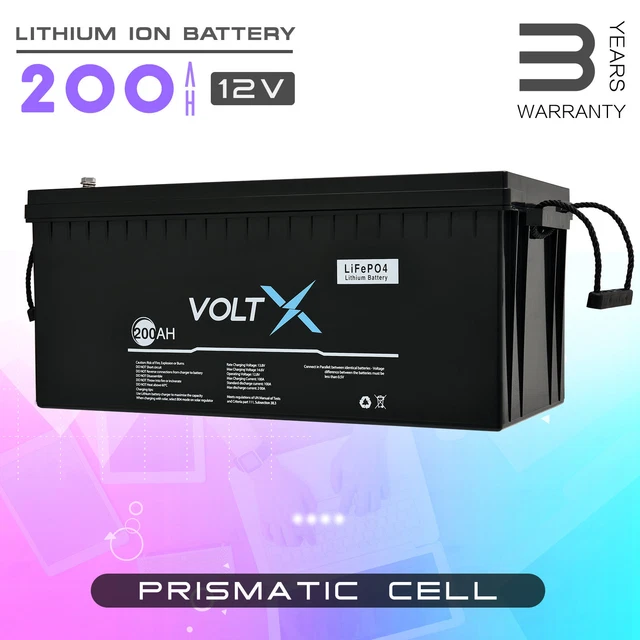 VOLTX 12V 200AH Lithium Battery LiFePO4 Deep Cycle Solar Charger LCD RV ...
