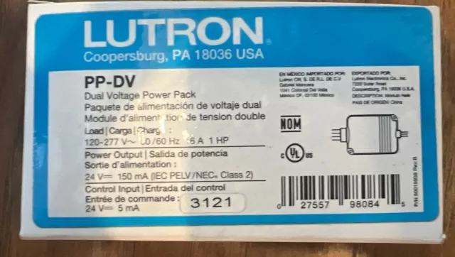 LUTRON Dual Voltage Power Pack PP-DV 24V 