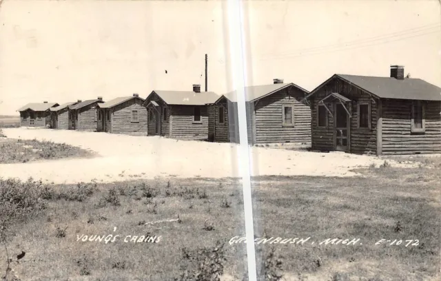GREENBUSH Michigan postcard RPPC Alcona County Young's Cabins