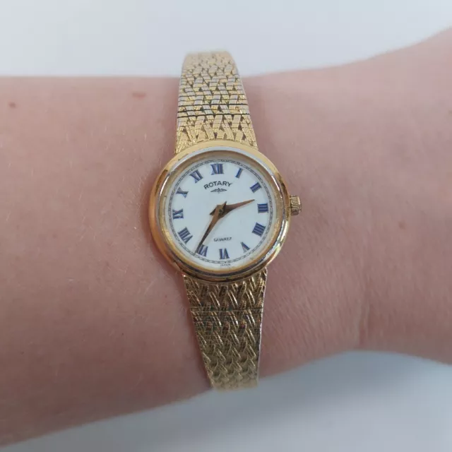 ROTARY LADIES WATCH Vintage Working Gold Tone Bracelet Strap Quartz