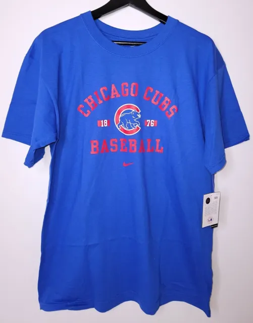 NWT Nike 2010 Chicago Cubs Baseball MLB T-Shirt Blue Crew Neck Tee Men's Small