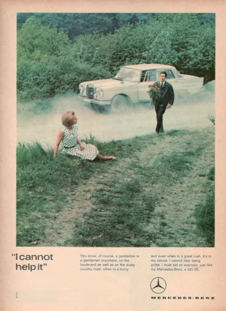 Mercedes Benz Germany 1963 Advertising' Vintage 220 Se The Cannot Help It