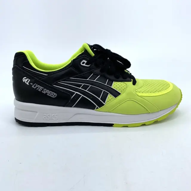 Mens 12 ASICS GEL-Lyte Speed Black Safety Yellow H5V1Y Lace Up Running Shoes