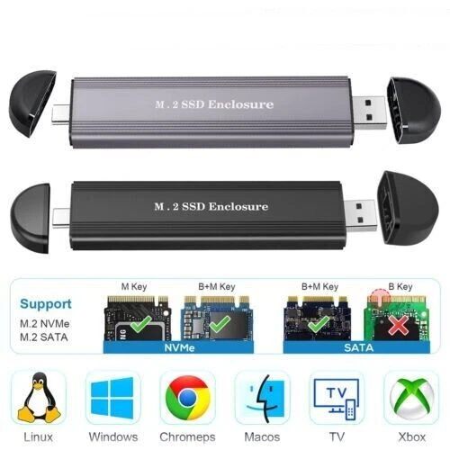 NVMe M.2 SSD To USB 3.1 USB-C SSD Adapter External Hard Disk Enclosure Box PCI-e