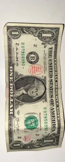 One dollar bill star note 2013