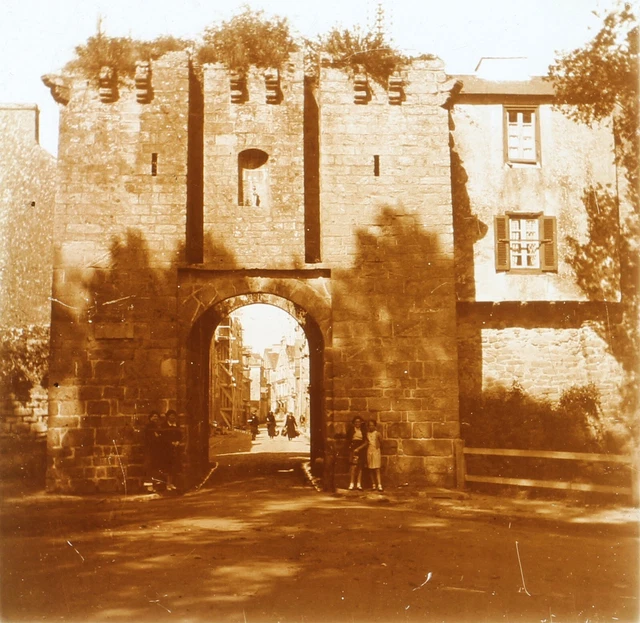FRANCE Guérande Porte Saillé c1930 Photo originale Plaque Stereo Vintage