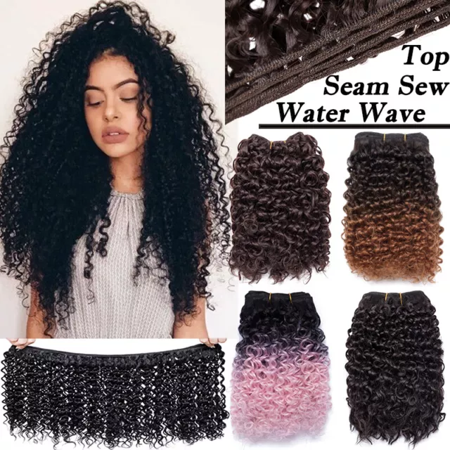 1 Bundle Brazilian Water Wave Processed Curly As Human Hair Weave Closure Weft T