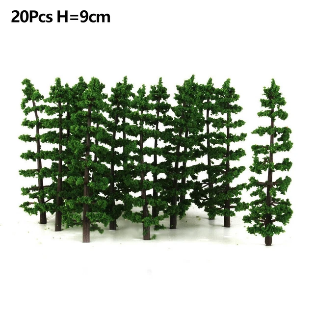 ZYWUOY Lot De 20 Arbres Miniatures – 3,5 Cm, Échelle 1:100, Plastique Vert, Décor Pour Train, Chemin De Fer, Bâtiments, Paysage, Maquettes