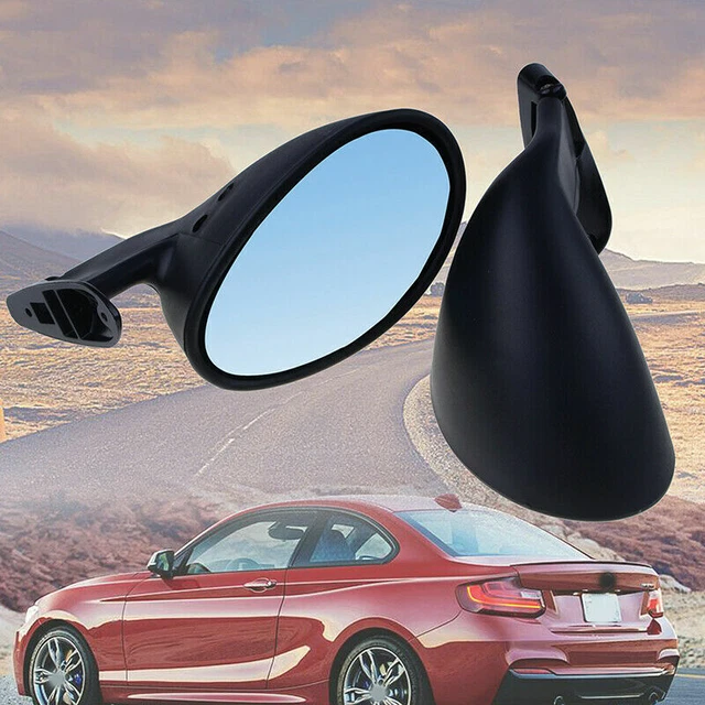 Pair Universal Vintage Car Door Side View Wing Mirror Matte Black w/ Gaskets