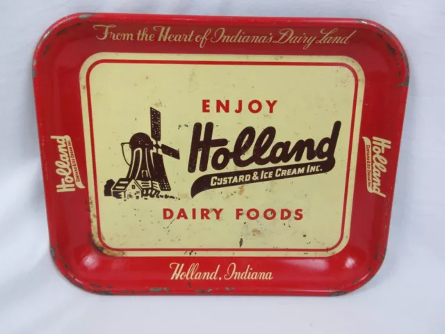 Holland Dairy Foods Custard and Ice Cream Inc Metal Advertising Serving Tray