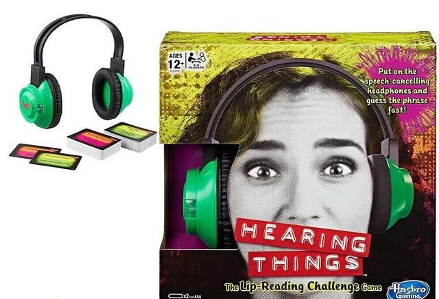 HASBRO HEARING THINGS Game Lip Reading Challenge Green Headphones NEW £ ...