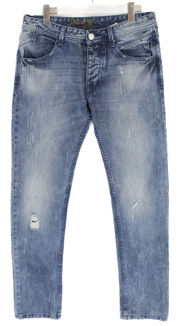 DESIGUAL HOMME W32 L33 D chir D lav Bleu Jeans Coupe Slim EUR 33
