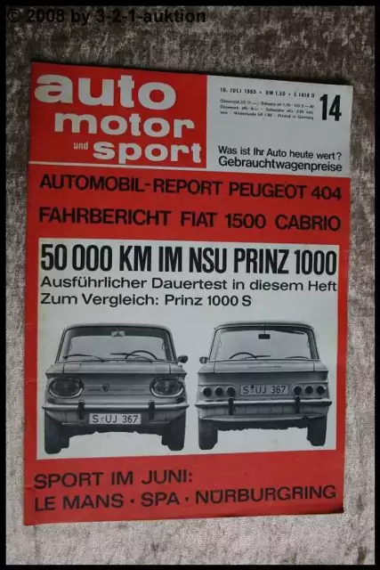 AMS Auto Motor Sport 14/65 NSU Prinz 1000 L Fiat 1500 Cabrio Peugeot 404