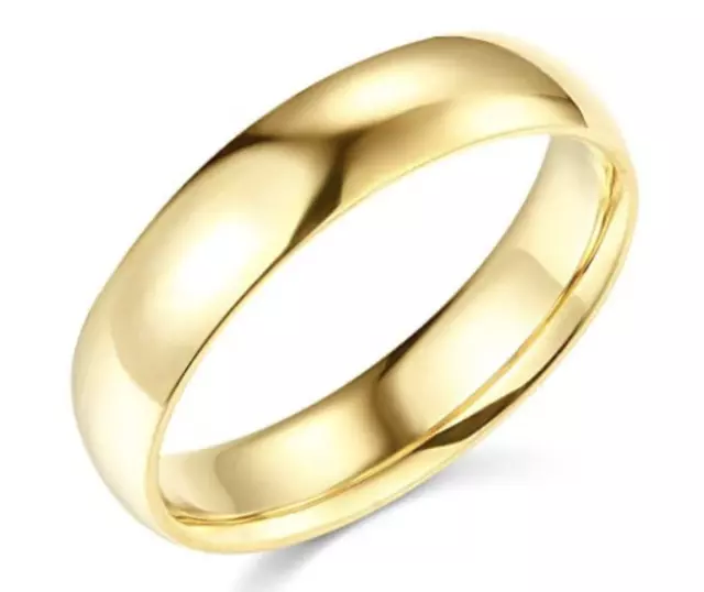 Solid Real 14K Yellow Gold Wedding Anniversary Band Ring Comfort Fit Mens Womens