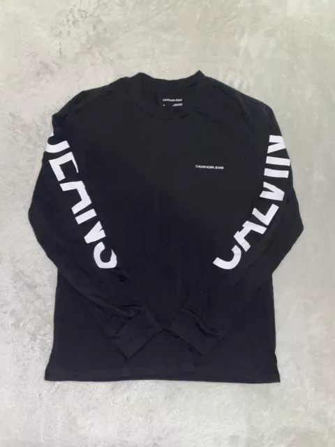 Shirt CK Long Sleeve Crew Neck Mens Calvin Klein Camo Cotton Digital Black Sz M