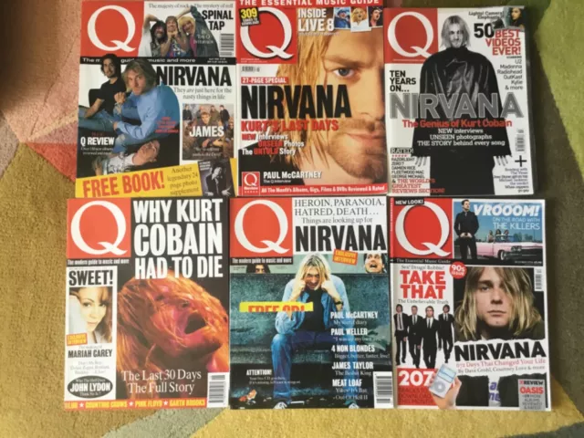 Q MAGAZINE FEATURING  NIRVANA, KUR5 COBAIN 6 different issues