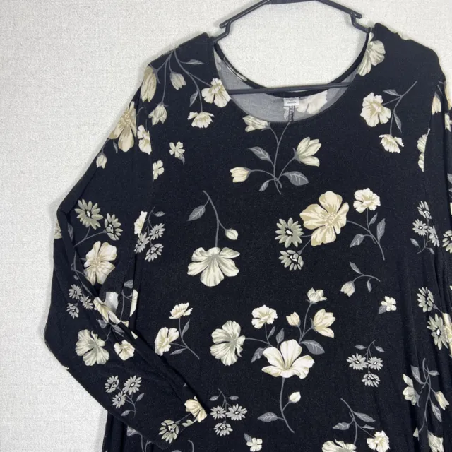Old Navy Black Floral Print Dress Womens XXL Swing 2