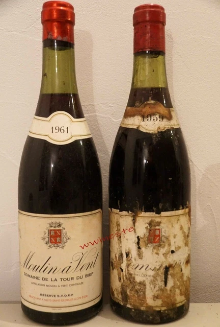 vin rouge Bourgogne POMMARD 1959 + MOULIN A VENT 1961 La Tour du Bief wein wine