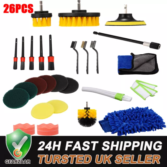 26Pcs Car Detailing Brush Set Soft Brushes Interior Wheel Valet Pro Cleaning Kit