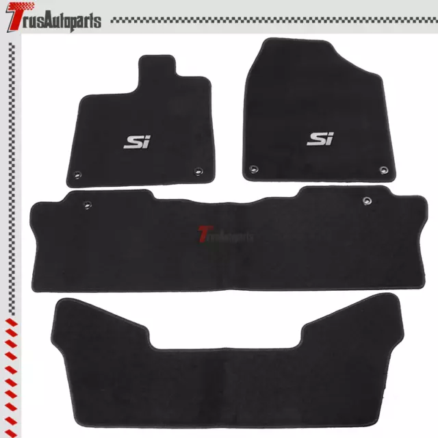 Fits 16-23 Honda Pilot Black Nylon Floor Mat Non-Slip Carpets & White Si 4PCS