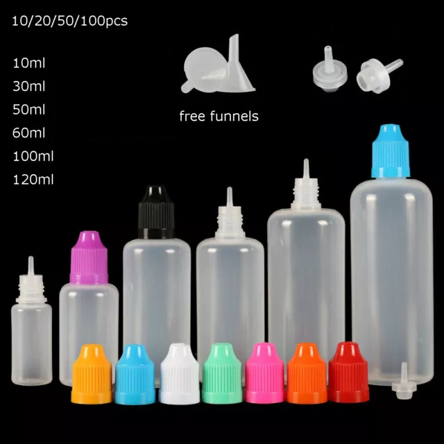 10-100pcs 10-120ml Empty Plastic Squeezable Dropper Bottles Care Liquid Droppers