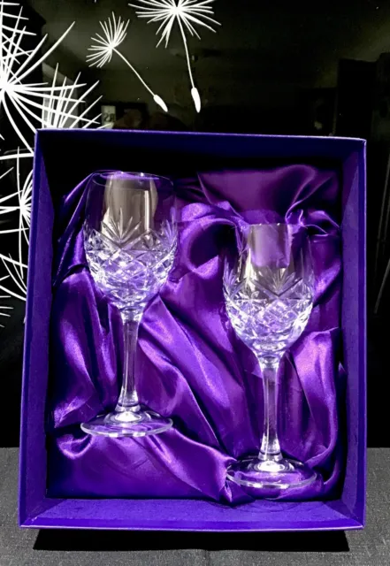 2 x Edinburgh Crystal International Wine Glasses “DUET” - With Original Box.