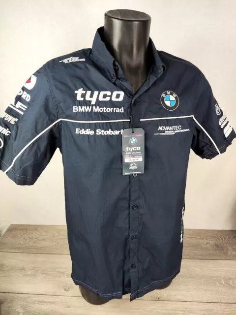 Offizielles BMW Motorrad Tyco Racing Team Herren Kragen Shirt Marineblau MotoGP