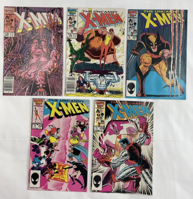 Uncanny X-Men Comic Lot 205 206 207 208 209 Wolverine vs Lady Deathstrike 1986