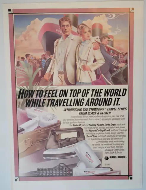 Black & Decker Travel Appliances Dryer Iron Natural History Ad 1985 8x10.5"