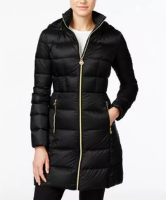 Michael Kors Packable Down Fill Quilted Puffer Down Jacket W/Hood Size L