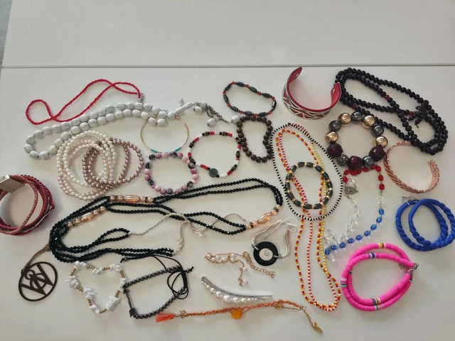 Lot Bijoux Anciens Et Fantaisie - Perles, Pierres, Doré - Collection Vintage Rare R131