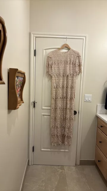 Mal vestido de encaje vintage crema para mujer. Pit 19,5. Longitud 58. Talla 14