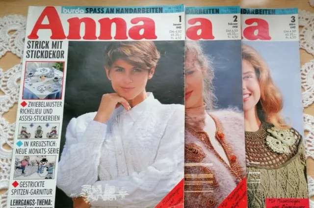 Anna burda Spaß an Handarbeiten Hefte 1+2+3 1992