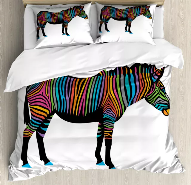 arc-en-Zebra Housse de Couette Lignes colorées animaux