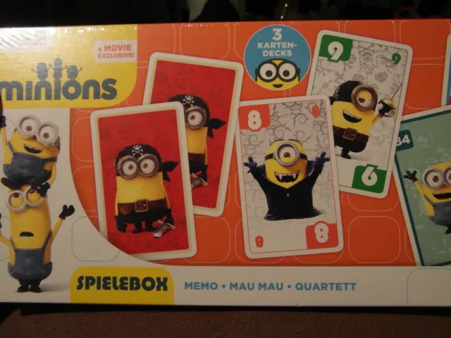 Spielebox : Minions 3in1 Kartenspiele - MEMO , Mau Mau , Quartett - von ASS 3x33