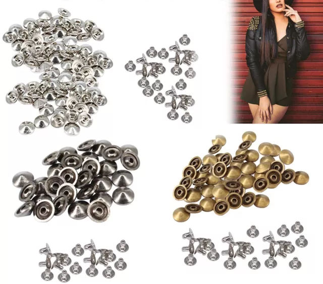 9.5mmx12mm Bajo Cono Punk Tuercas Remaches Pua Puntos para Cuero Abrigos Bolsas