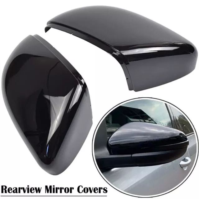 Pair Glossy Black Door Side Wing Mirror Cover Cap For VW Golf GTI MK6 2009-2013