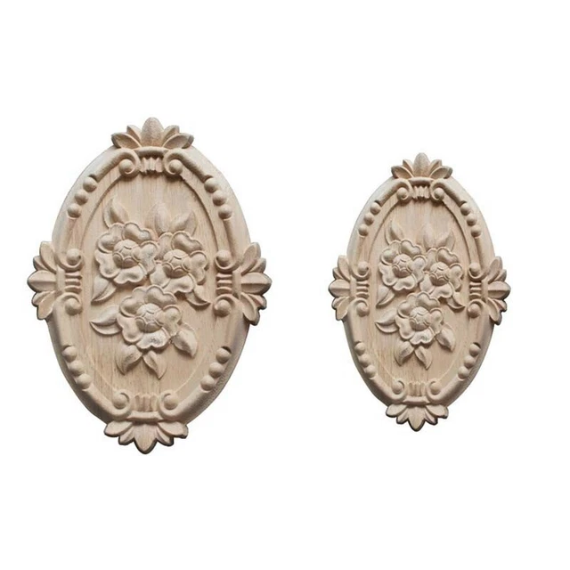 Retro Rund Möbel Schnitzerei Ecke-Holz Verzierung Ornament Fenster Blumen