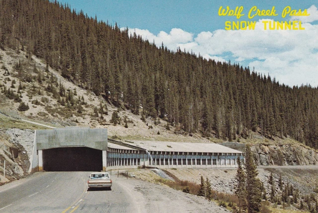 Wall Creek Pass Snow Tunnel Highway 160 Pagosa Springs Colorado Postcard 1970's