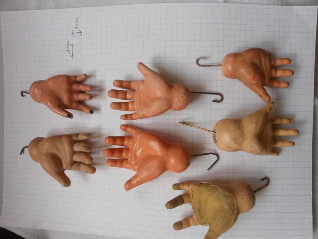 lot de 7 mains SFBJ anciennes pour restaurer les poupées