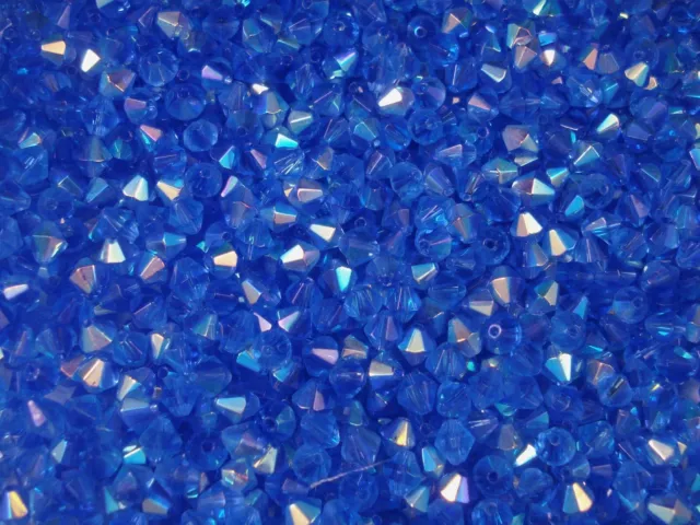 Crystal Glass 6mm Bicone Beads Blue AB 100pc Spacer Jewellery FREE POSTAGE
