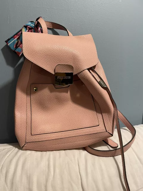 NEW Steve Madden women 12" M backpack purse bag Pink Blush faux leather NWOT