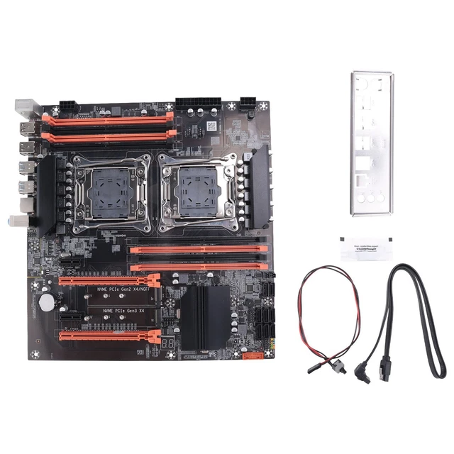 X99 DUAL CPU Motherboard+ Cable+ Cable+Baffle+Thermal Grease LGA 2011 ...